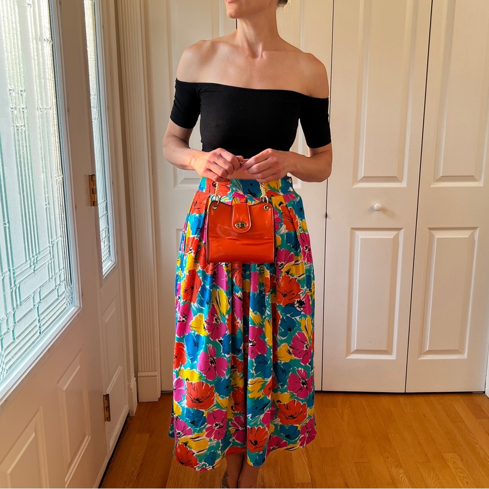 1980’s AFFIRMATIVE Floral Multicolor Skirt - Picture 3 of 8